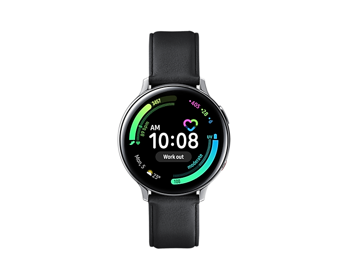 Samsung Galaxy Watch Active 2 (Bluetooth LTE 44 mm) - Silver Steel Dial Leather Straps
Samsung Galaxy Watch Active 2 (Bluetooth LTE 44 mm) - Silver Steel Dial Leather Straps