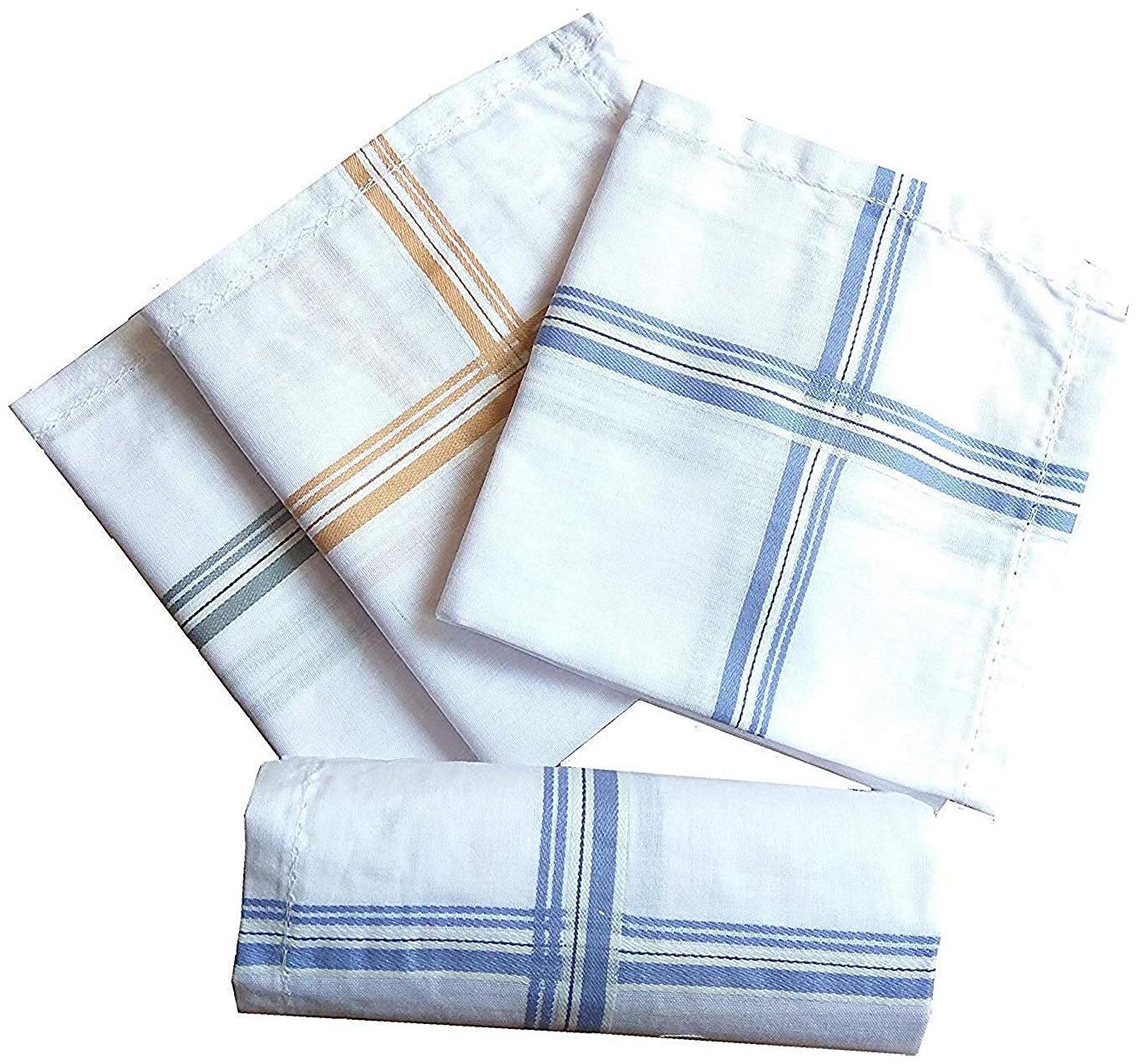 

100 Cotton Striped Handkerchiefs (Pack of 3)