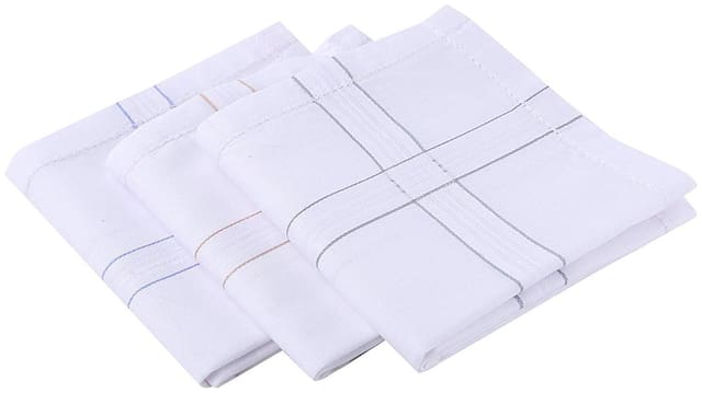 11blue Cotton Handkerchiefs for Men Set of 3 Piece ( White - Color )
