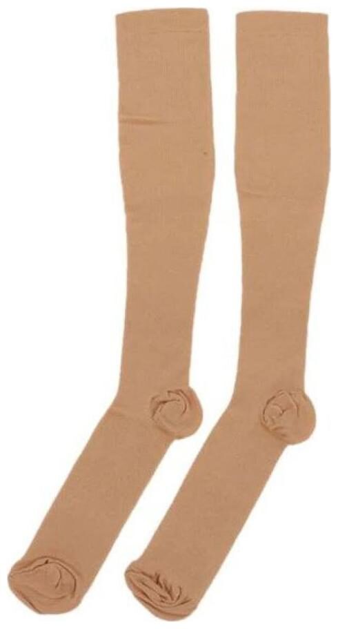 

1Pair Varicose Vein Knee High Leg Support Stretch Pressure Circulation Socks (Beige)
