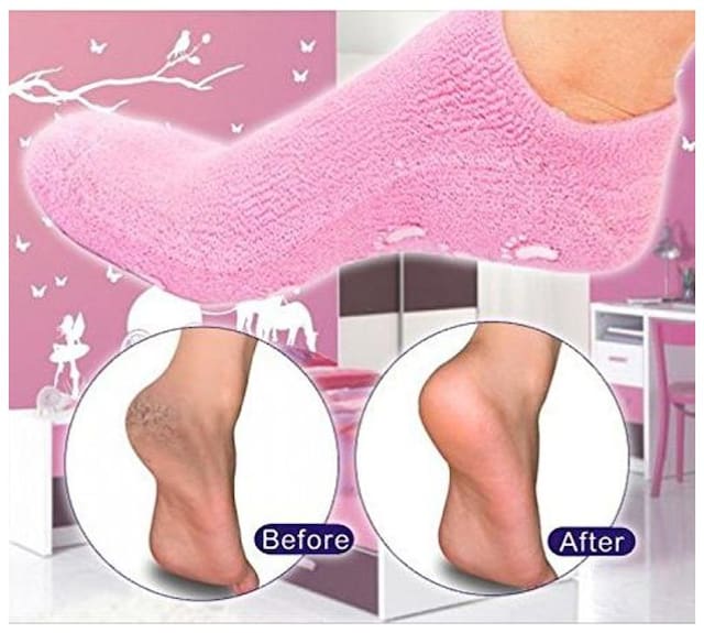 4square Spa Gel Socks Footful Beauty SPA Moisturizing Skincare Gel Therapy Treatment Socks Pink by 4s