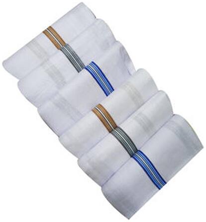 Aashirwad Craft White Handkerchief (Pack Of 6)