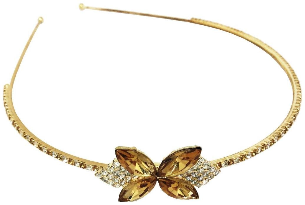 

AccessHer Wedding Collection Party wear Rhinestone Studded Golden Metal Hair Band