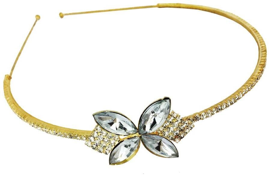 

AccessHer Wedding Collection Party wear Rhinestone Studded Golden Metal Hair Band