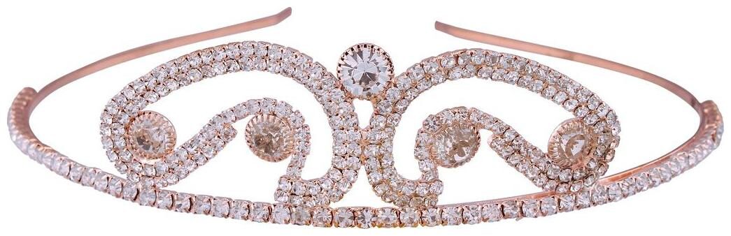 

AccessHer Wedding Collection Party wear Rhinestone Studded Golden Metal Hair Band crown Hair accessory for Girls and Women