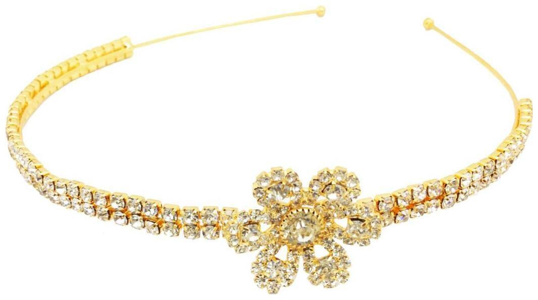 

AccessHer Wedding Collection Party wear Rhinestone Studded Golden Metal Hair Band