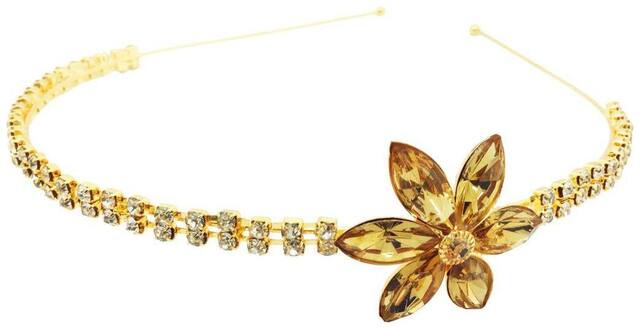 AccessHer Wedding Collection, Party wear Rhinestone Studded Golden Metal Hair Band
