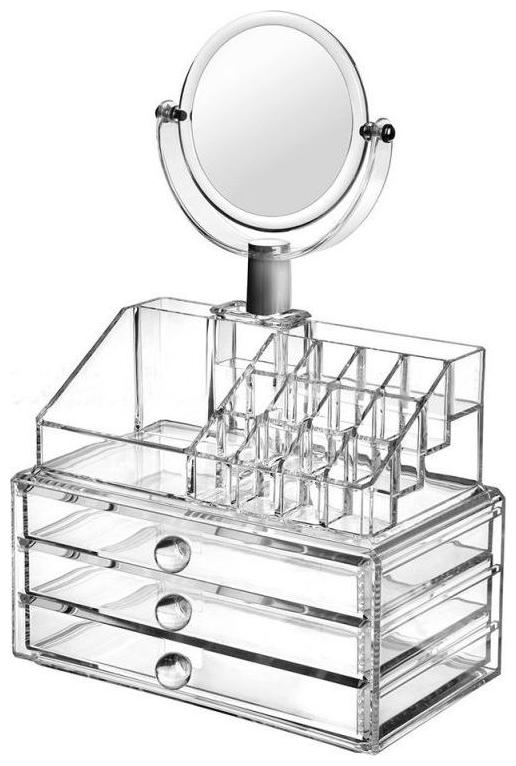 

Acrylic Jewelry Cosmetic Organizer 3 Drawer Set with Mirror-Multilayer