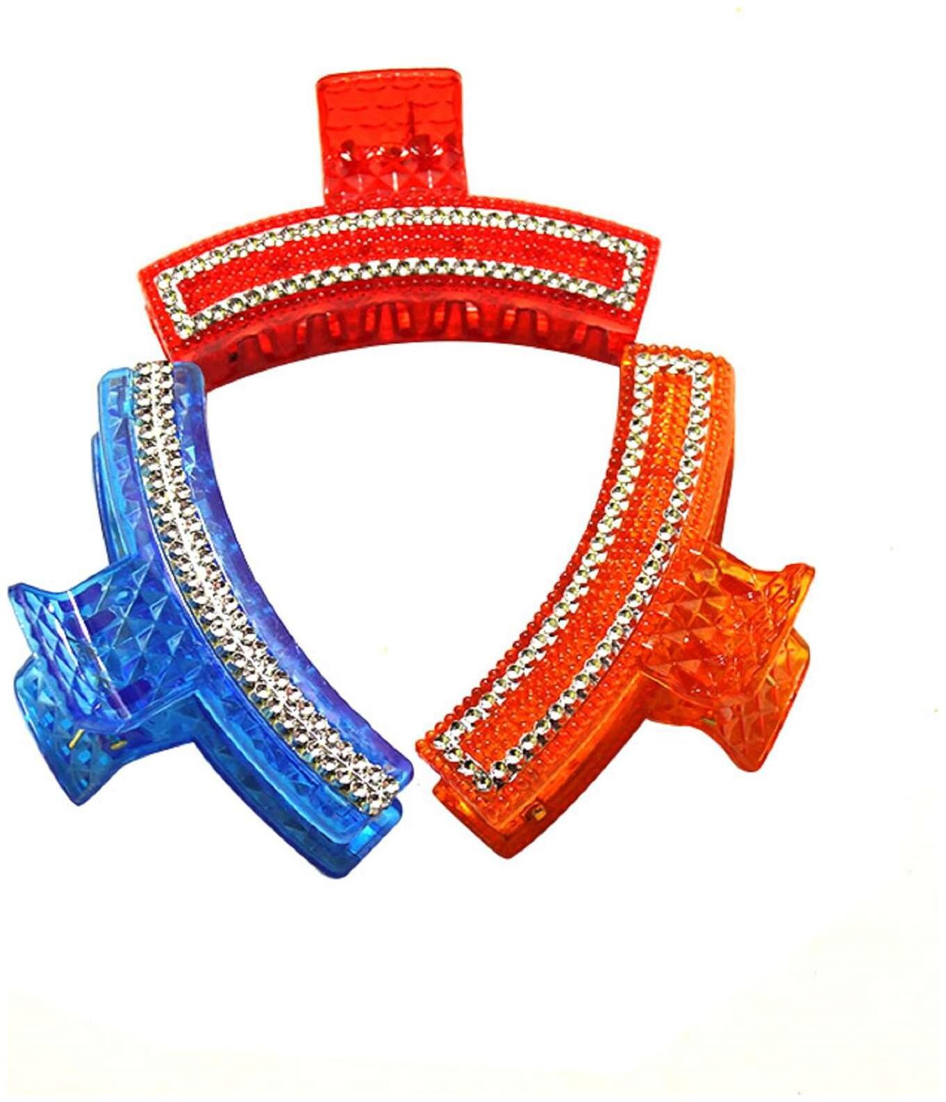 

ADR 3 Pics Fancy Diamond strips Multi Color Combo Clutchers For Women Girls (Random Design)