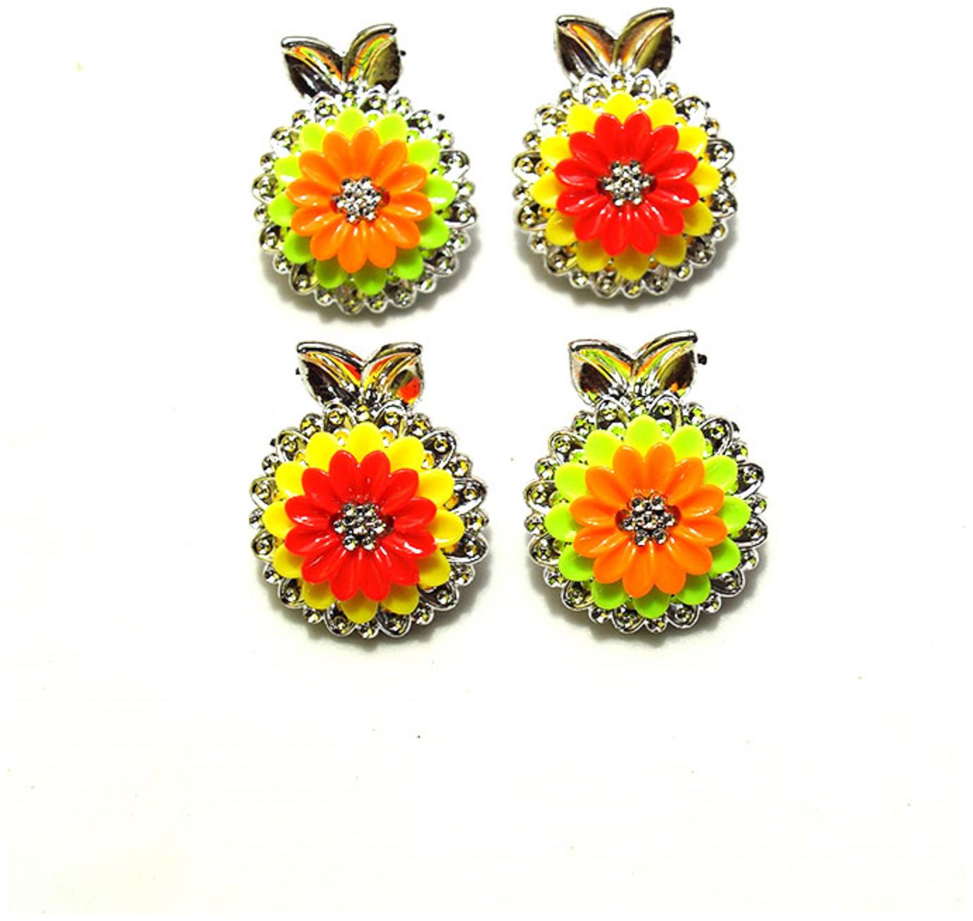 

ADR Combo of 2 Pair Medium Flower Design clip For Women Girls (Random Design)