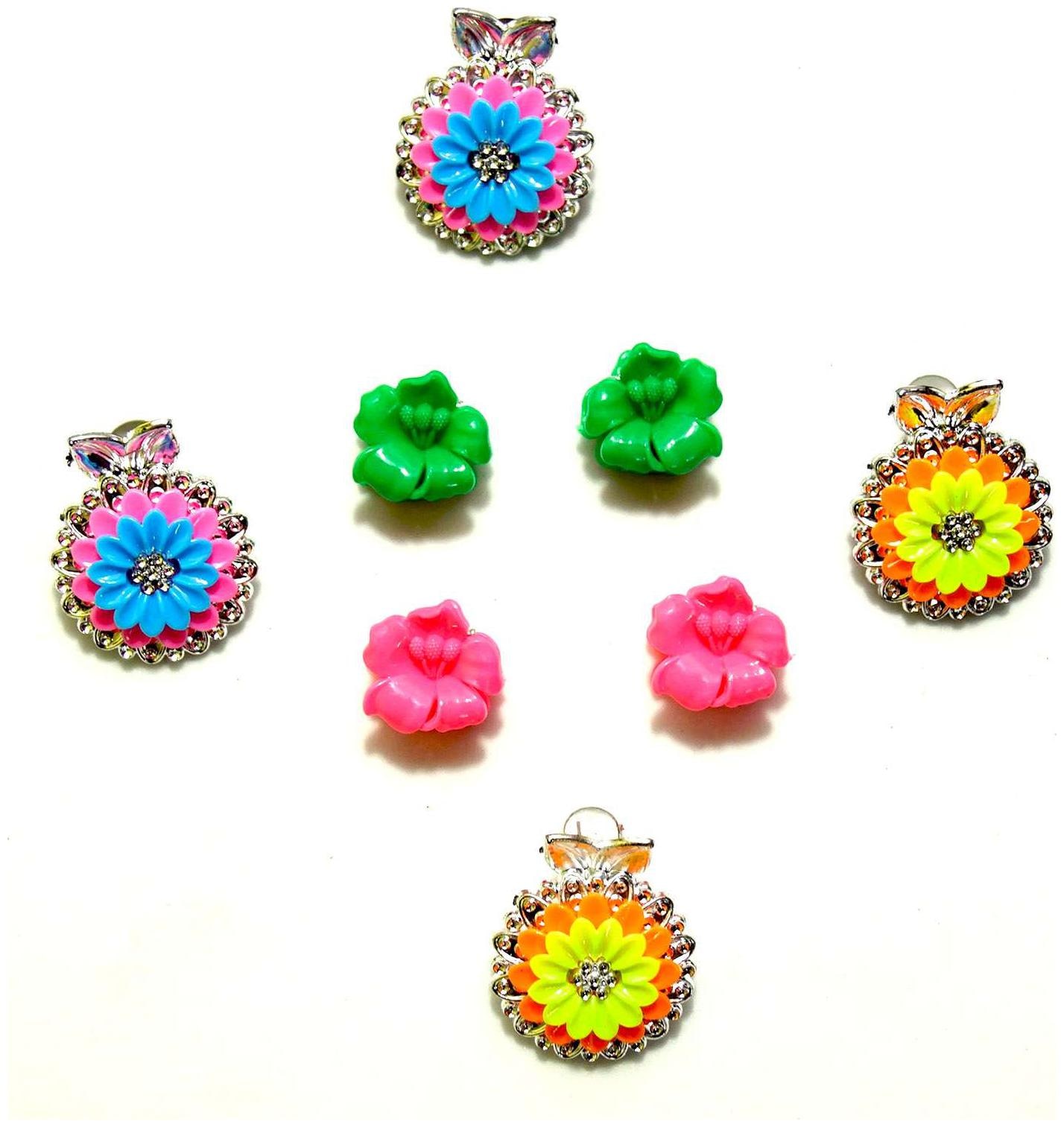 

ADR Combo of 2 Pair Medium Flower and 2 pair Small Design clip For Women Girls (Random Design)