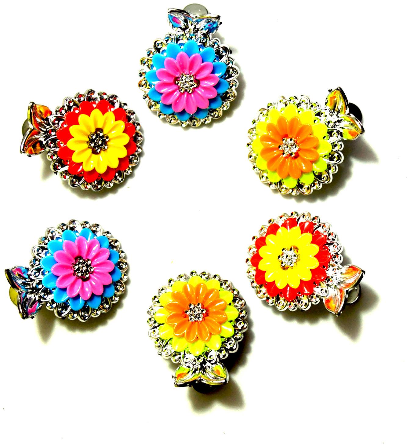 

ADR Combo of 3 Pair Medium Flower Design clip For Women Girls (Random Design)