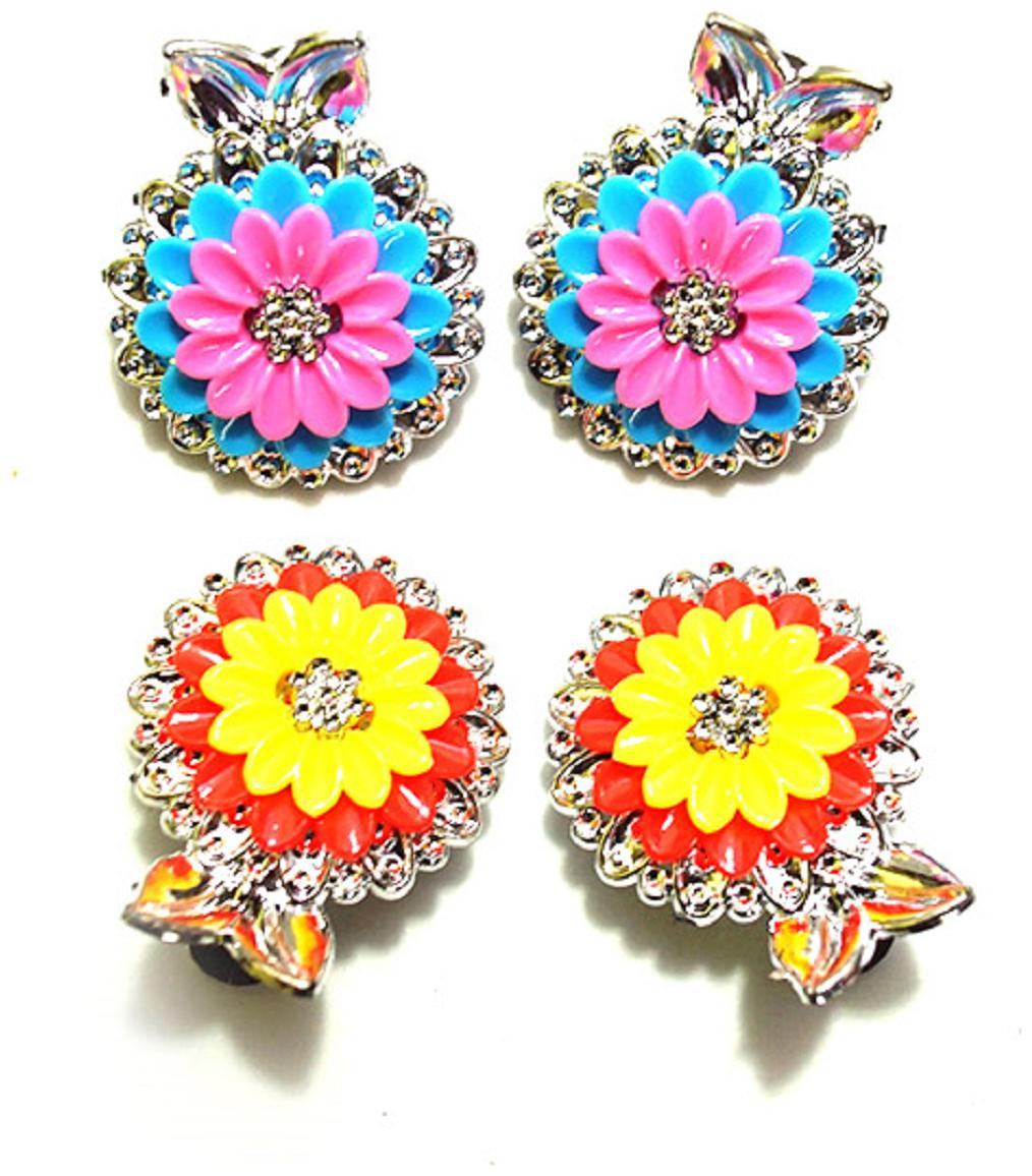 

ADR Combo of 2 Pair Medium Flower Design clip For Women Girls (Random Design)