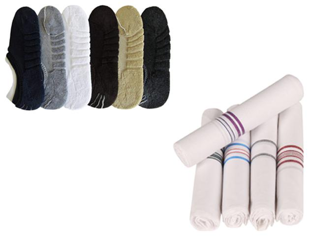 

Air Sports Combo of 6 Towel Loafer Socks and 5 White Handkerchiefs