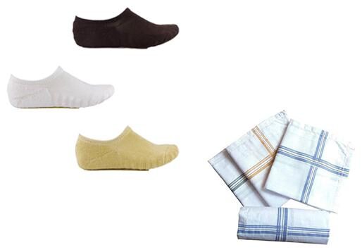 

Air Sports Combo of 3 Towel Loafer Socks and 4 White Handkerchiefs