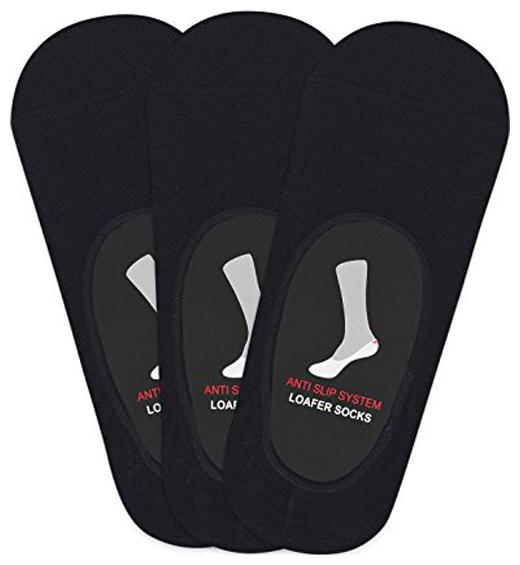 

Air Sports Men s Cotton No Show Socks with Anti Slip Silicon System - Pack of 3 (Invisible Loafer Socks