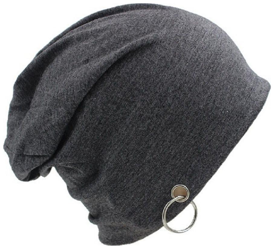 

Alcove Dark Grey Cotton Slouchy Beanie With Ring For Men And Boys