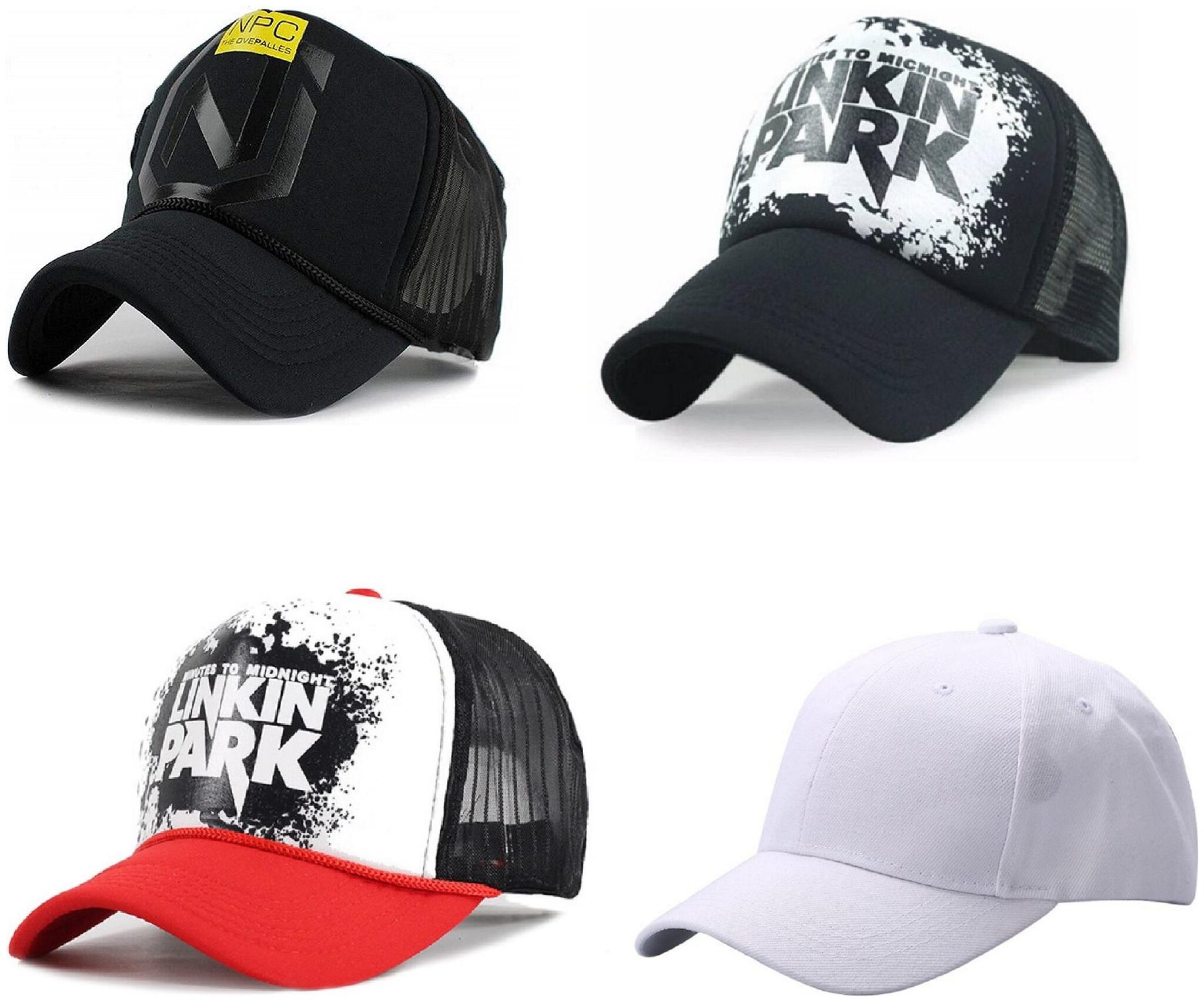 

Alcove Men s Linkin Park NPC Printed Halfnet Caps(Pack Of 4 Caps)
