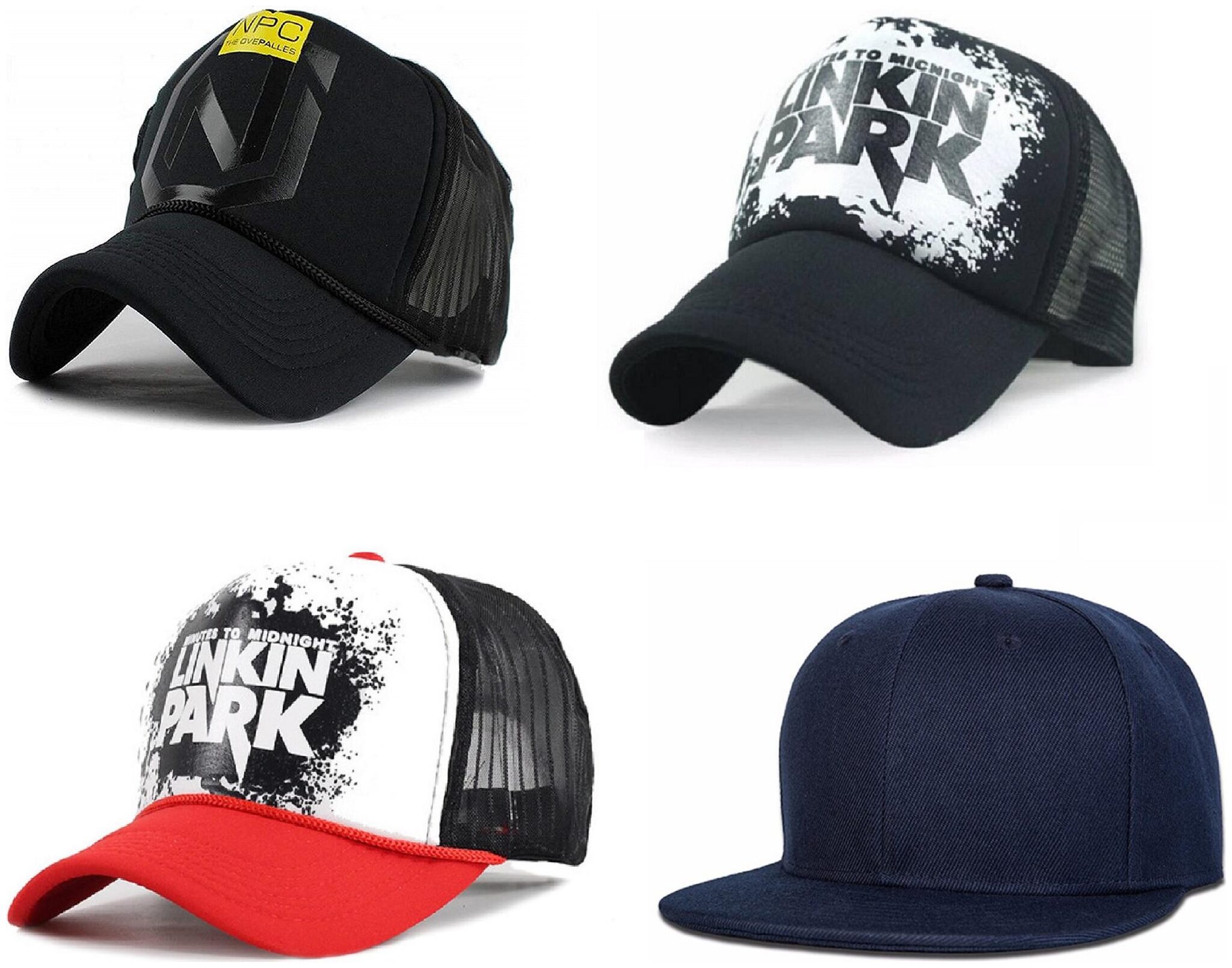 

Alcove Men s Linkin Park NPC Printed Halfnet Caps(Pack Of 4 Caps)