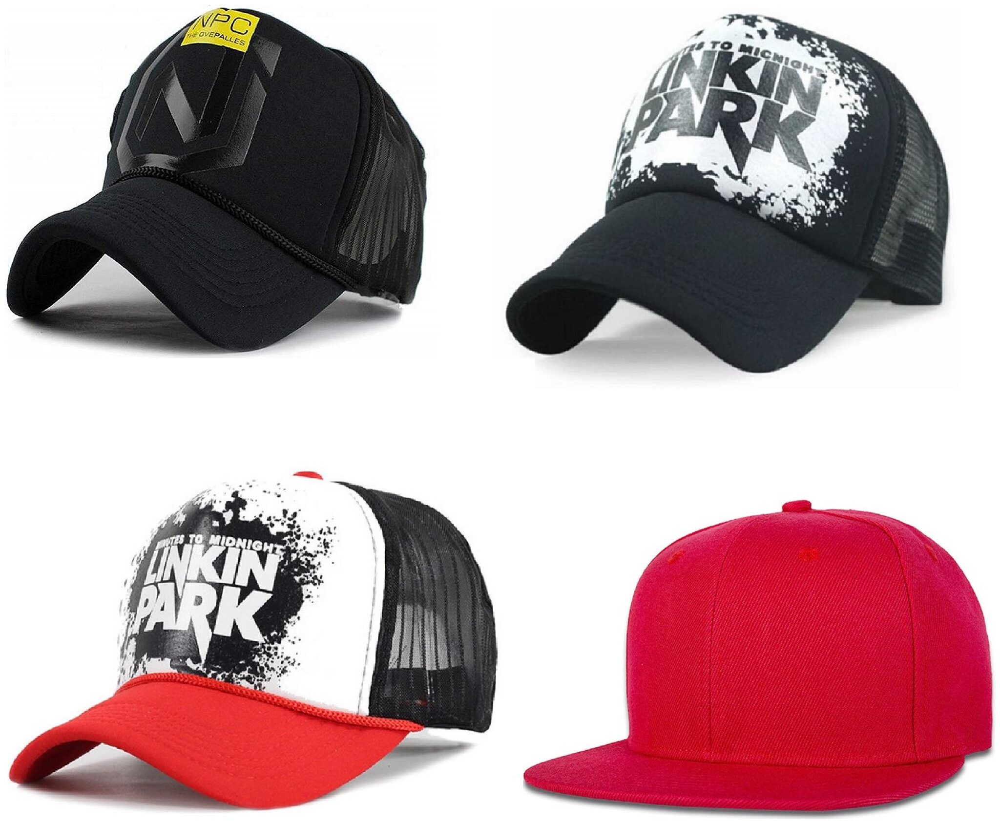 

Alcove Men s Linkin Park NPC Printed Halfnet Caps(Pack Of 4 Caps)