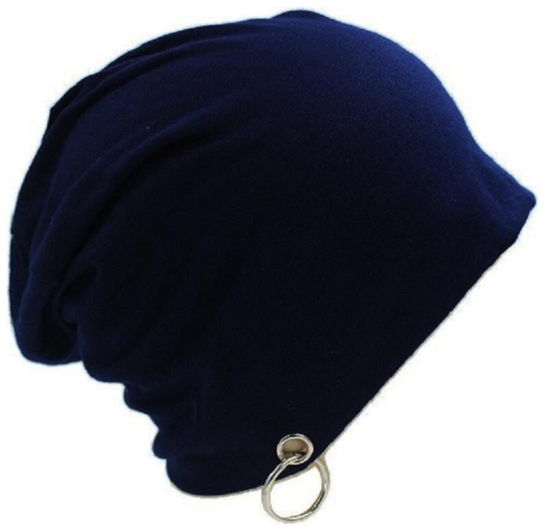 

Alcove Navy Cotton Slouchy Beanie With Ring For Men And Boys