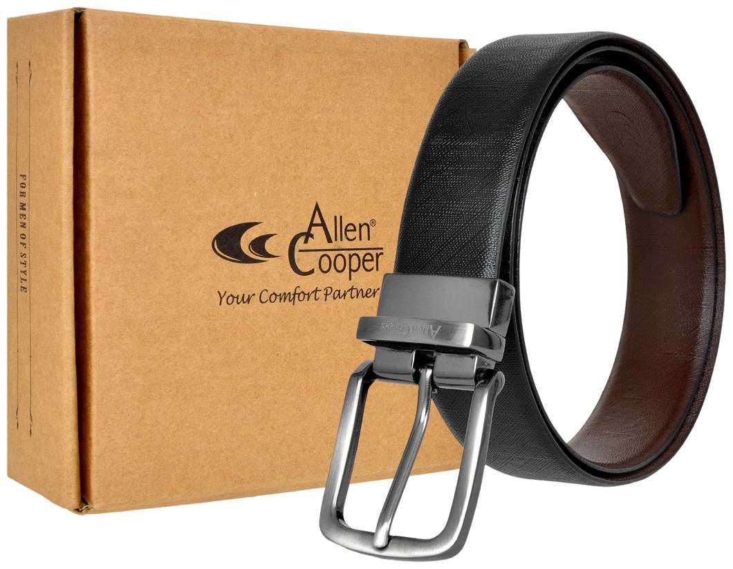 

Allen Cooper Men Black Reversible Leather Belt (Size 38 Pack of 1 )
