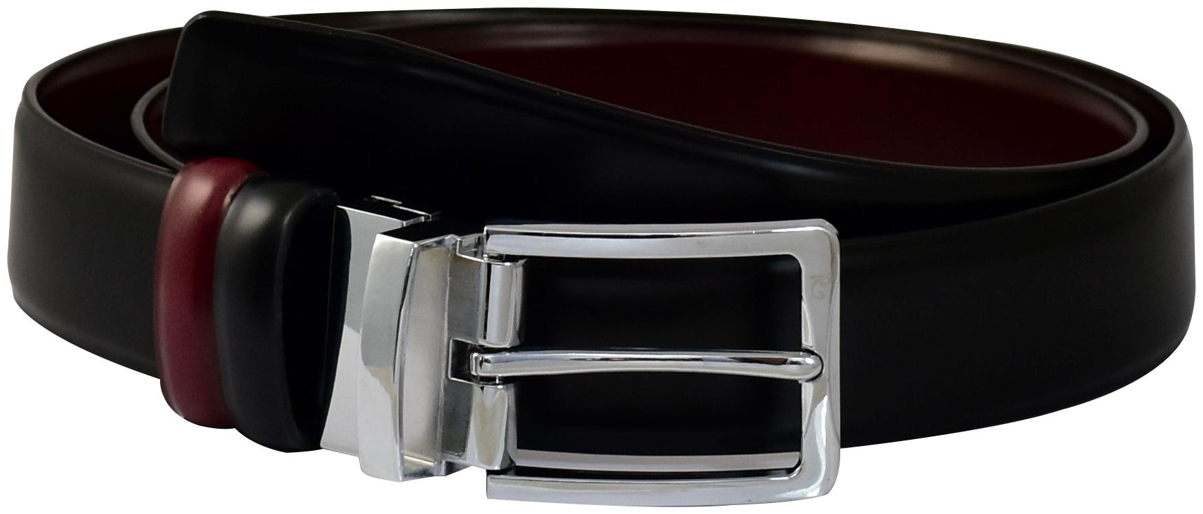

Ammvi Creations Chrome Plated Silver Finish Alloy Buckle Exclusive Fine Textured Pattern Art Reversible Leather Belt for Men
