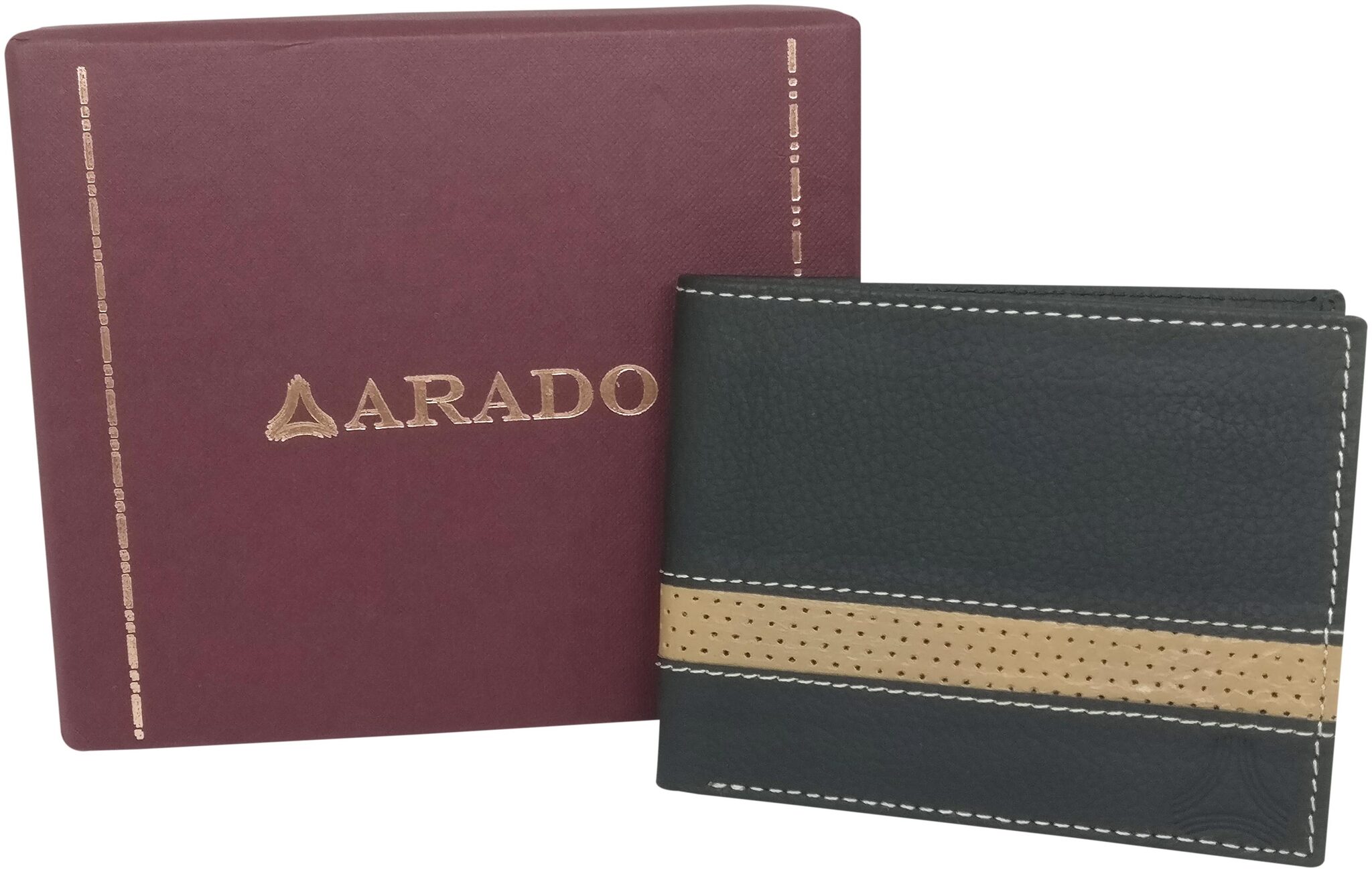 

Arado Black Beige Men s Leather wallet