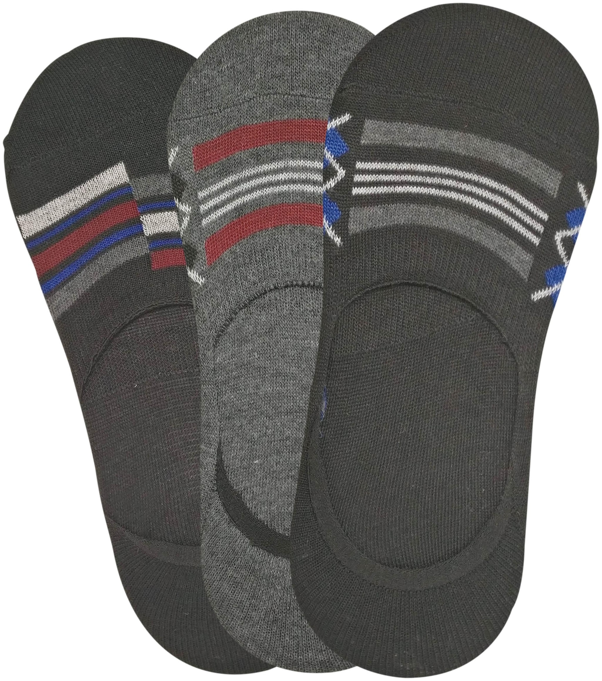 

ARADO Black Grey Cotton No show socks ( Pack of 3 )