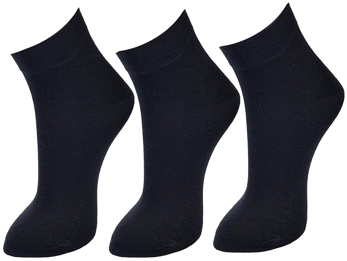

ARADO Black Cotton Ankle length socks ( Pack of 3 )