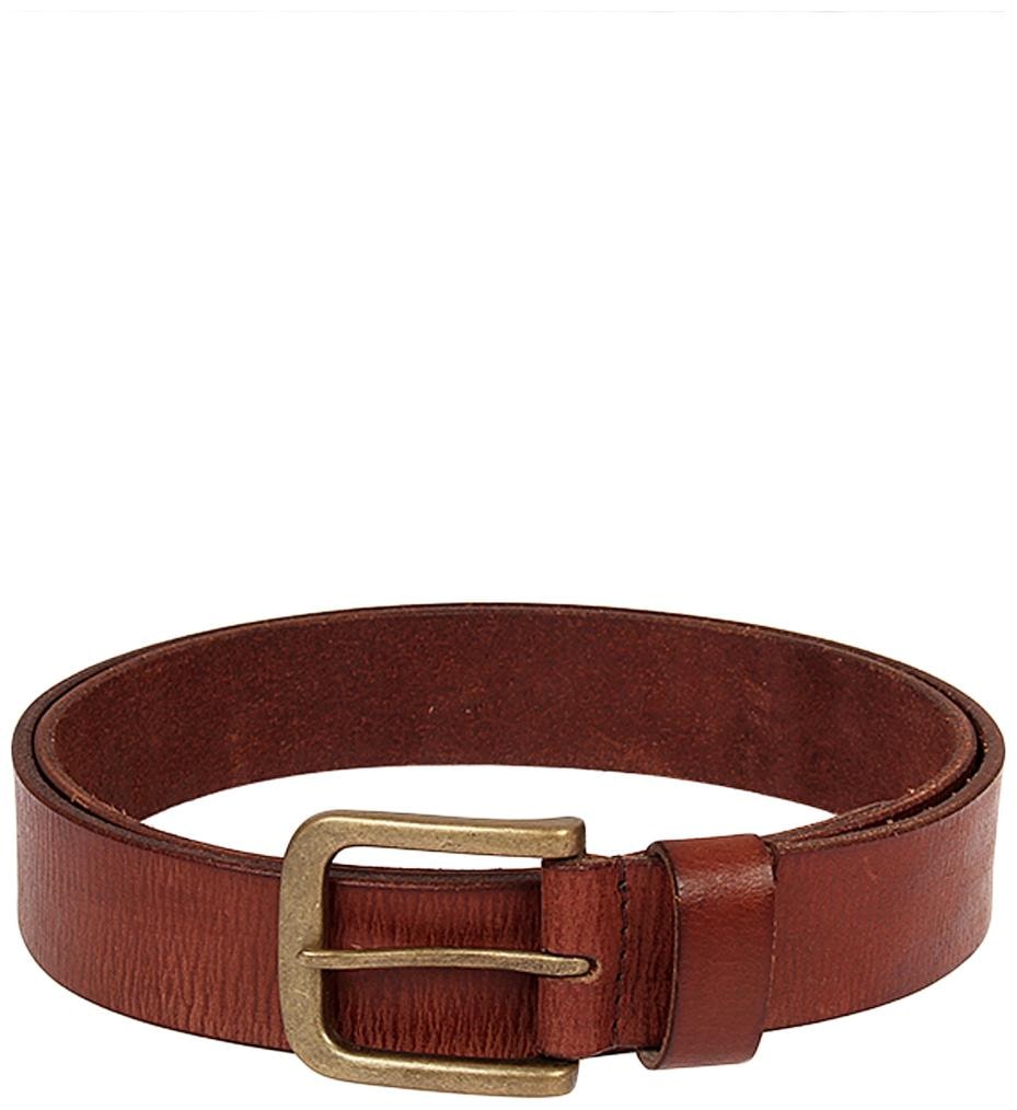 

Auburn brown slim boarding designed men leather belt