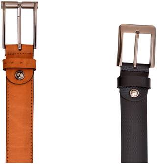 AYW Multi-Coloured Leather Men Belts Pack Of (2)