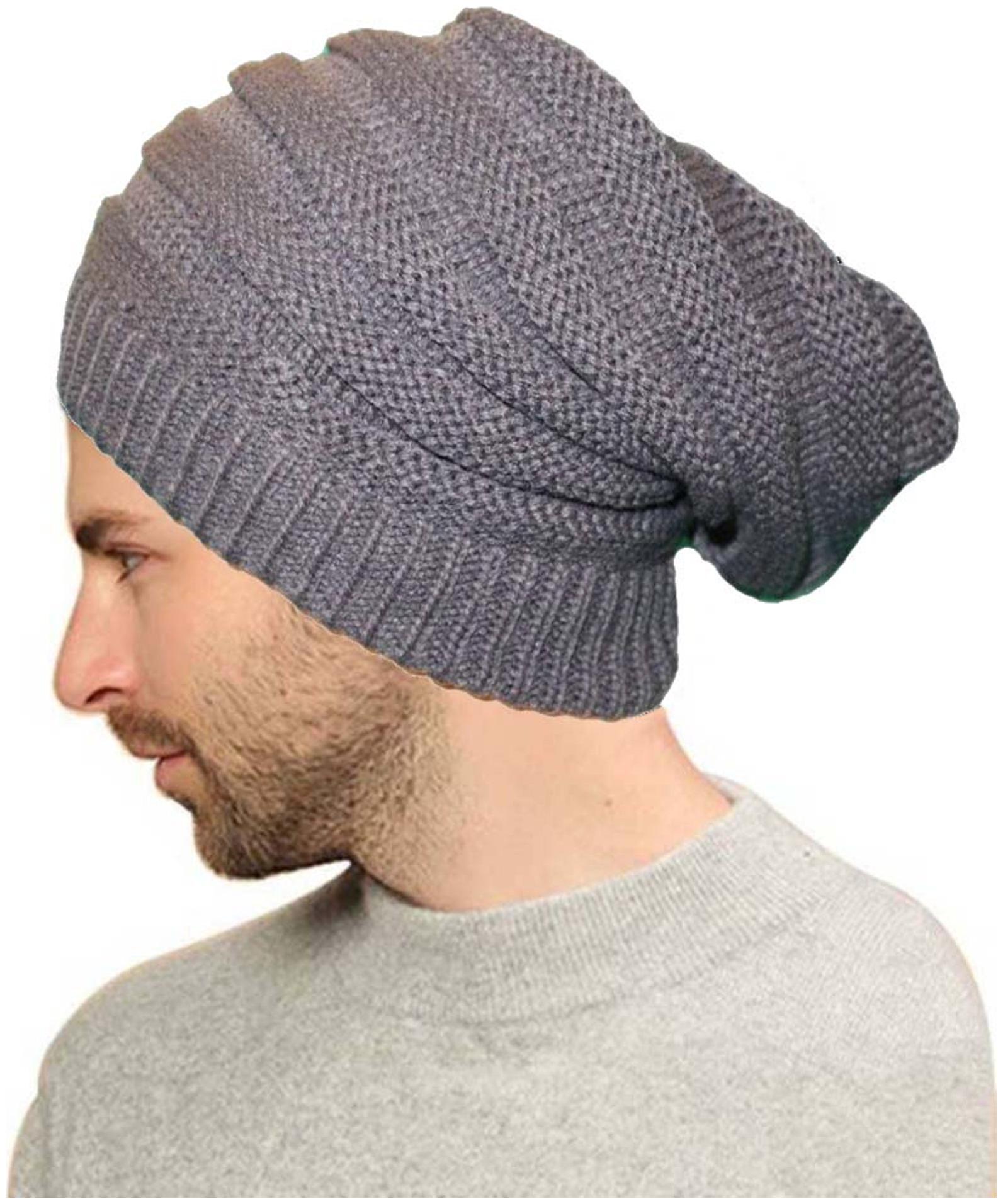 

Babji Cool looks Grey Slouchy woolen Long Beanie Cap