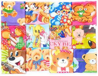 Baby Soft Cotton Cartoon Printed handkerchief for kids (Multicolour, 25 cm) - Pack of 12