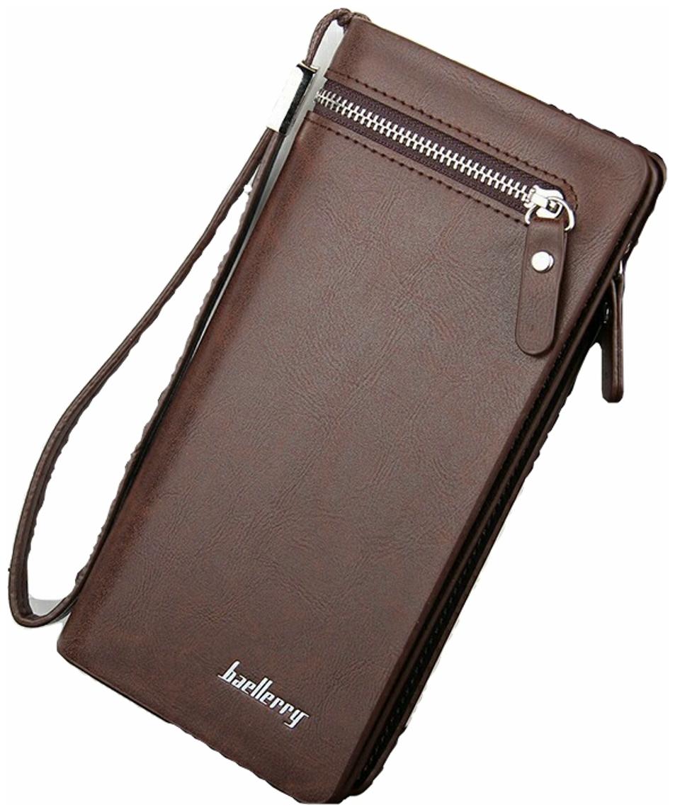 

Baellerry Pu Leather Business Clutch For Men-Women Stylish Card Holder Mobile Compartment Ziplongbrown