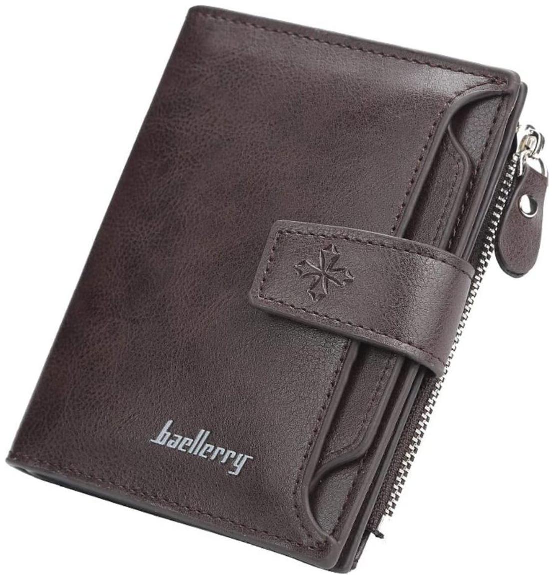 

Baellerry Unisex Designer purse with 1 Zipper Coin Pocket Brown