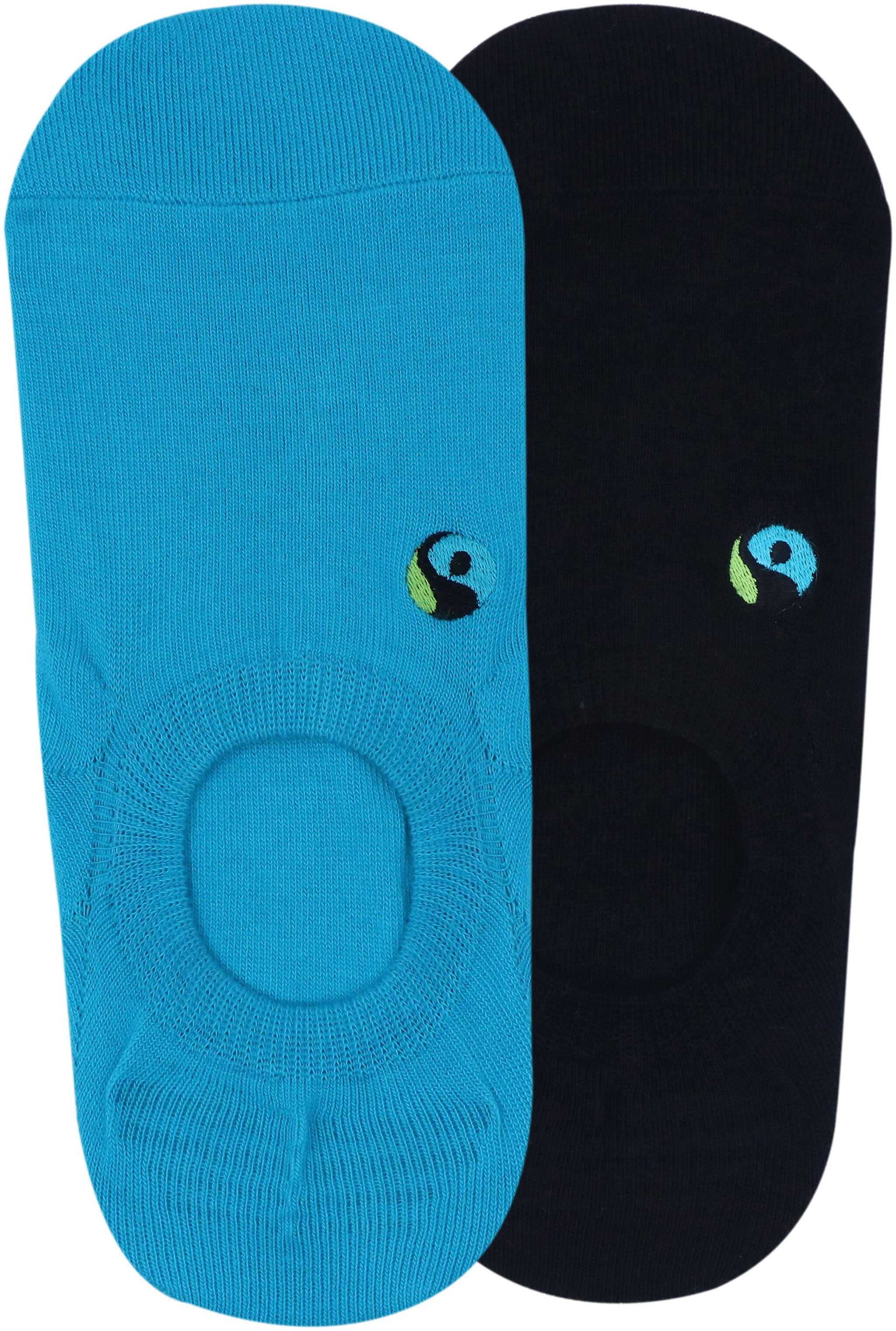 

Balenzia Black Blue Cotton No show socks ( Pack of 2 )