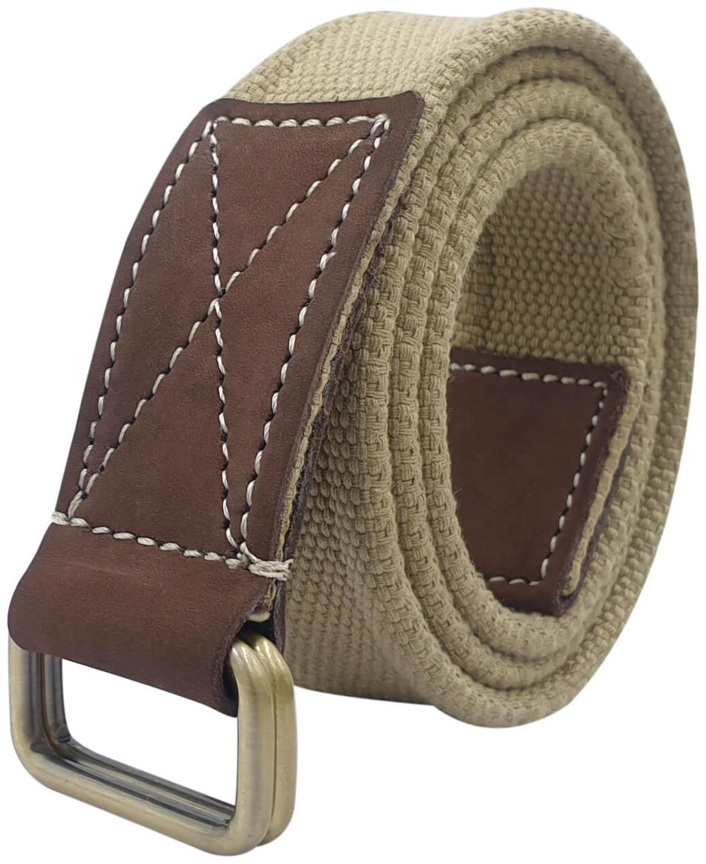 

Baluchi The Beige Cotton Canvas Unisex Belt With Double D-Ring Buckle