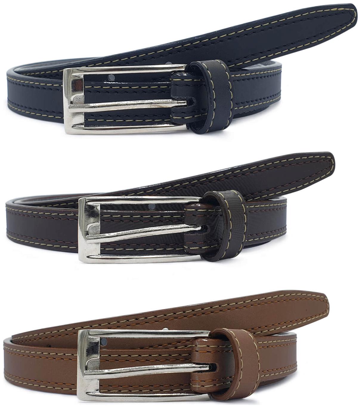 

Baluchi The Combo Of Three Multi Unisex Sleek Casual Belts With Long Pin-Buckle