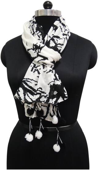 Belleziya Women Viscose Scarves & Stoles - Black & White