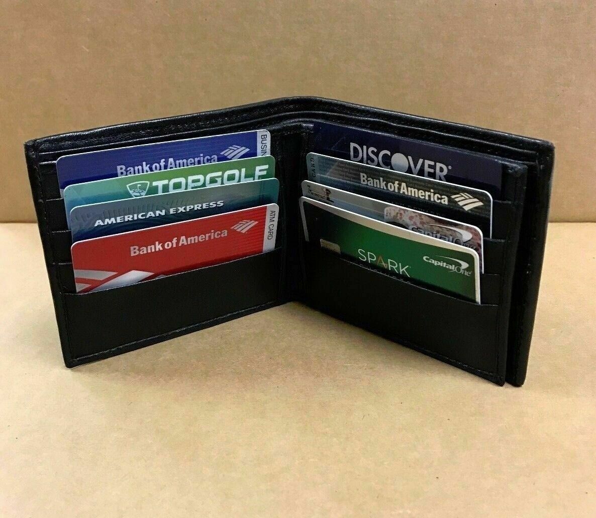 

Bifold Men s Genuine Leather Wallet Center Flap 12 Cards ID