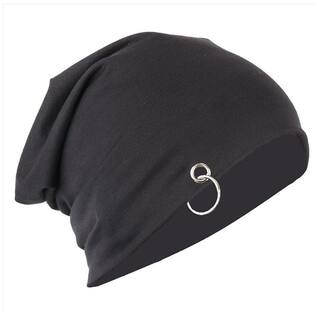 Black Beanie Cap With Ring Thin Fall Hat For Men