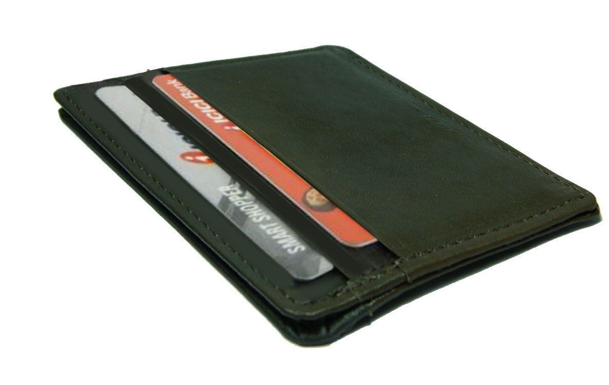 

Black Genuine Leather Men s Thin Wallet 4 Slots Credit Card Holder