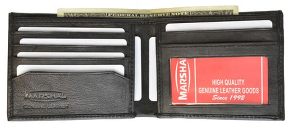 

Black Genuine Leather Men s Bifold Wallet ID 8 Card Front Pocket Thin Holder