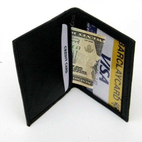

Black Men s Genuine Leather Bifold Thin Wallet ID Credit Card Bill Zip Hideaway