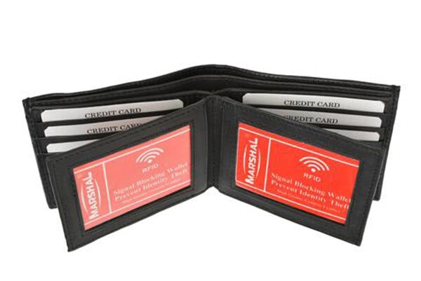 

Black RFID Blocking Men s Leather Bifold Wallet Double Center Flap Card ID Card