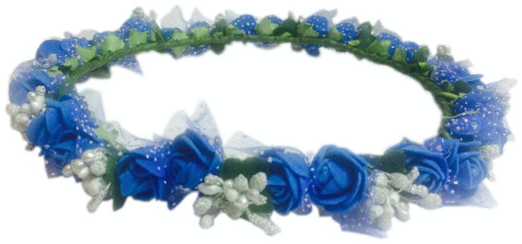 

Blue And Silver Fabric Floral Crown Tiara For Girls