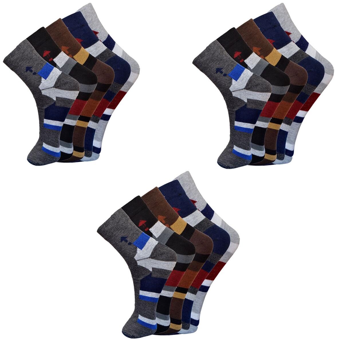 

BODYSENSE Men s Multicolor Lycra Cotton Socks ( Pack of 15 Pair Socks) Free Size