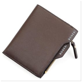 Bogesi Men Casual Brown Leather Wallet 7 Card Slots