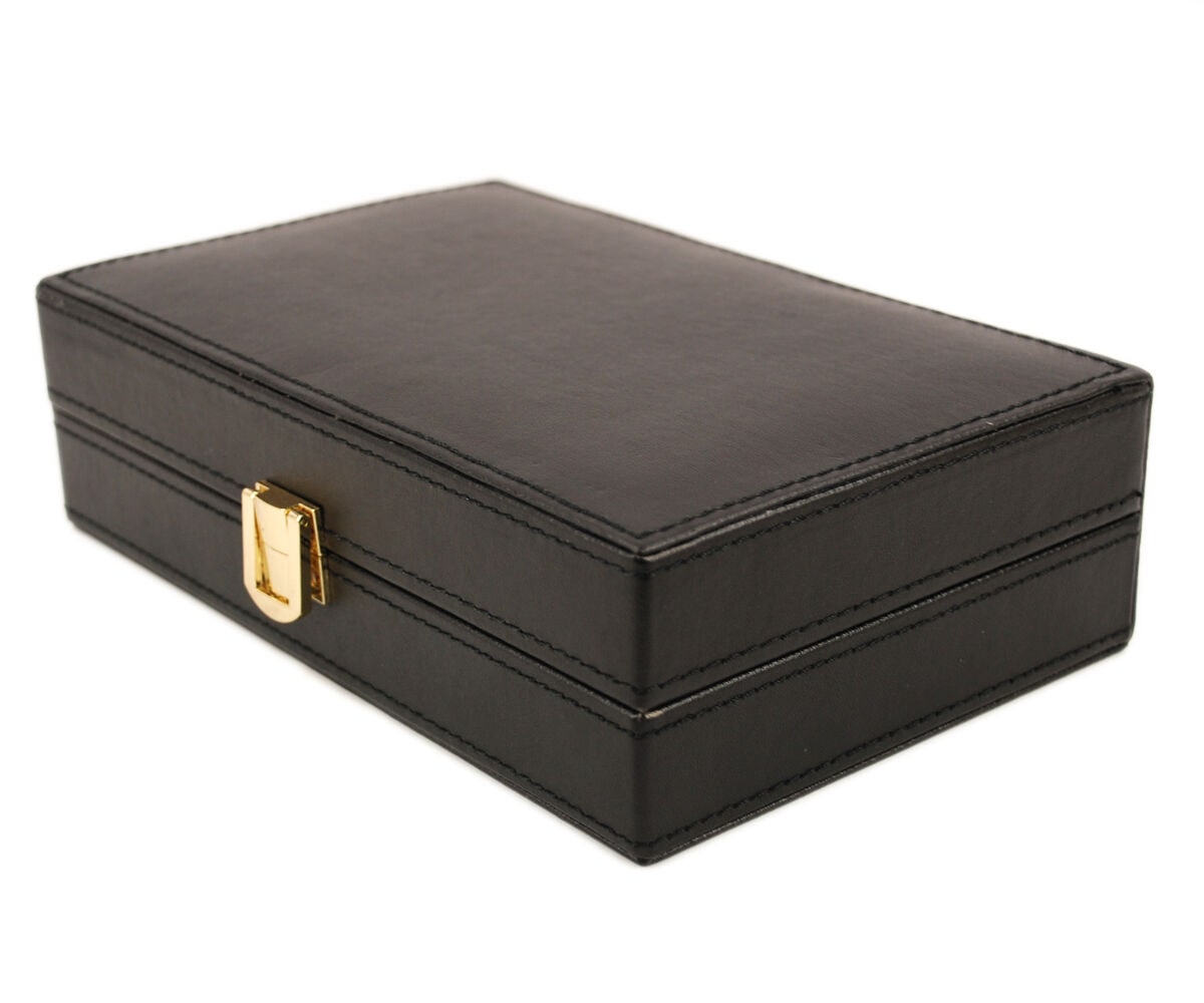 

Bombay Executive class black Faux leather Cufflink Case Ring Storage Organizer